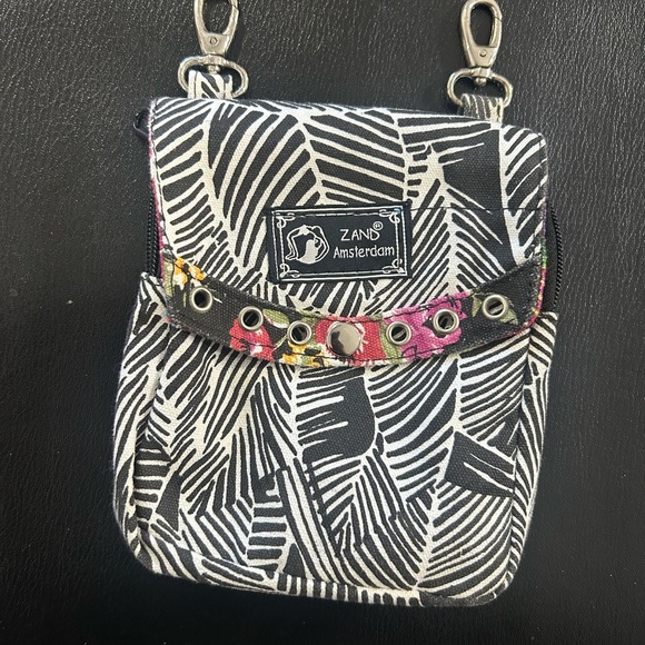 Zebra Stripe Crossbody Bag with Silver Accents - Picture 1 of 5